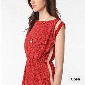 6 x 6 Anthropologie 100% silk red polka dot dress